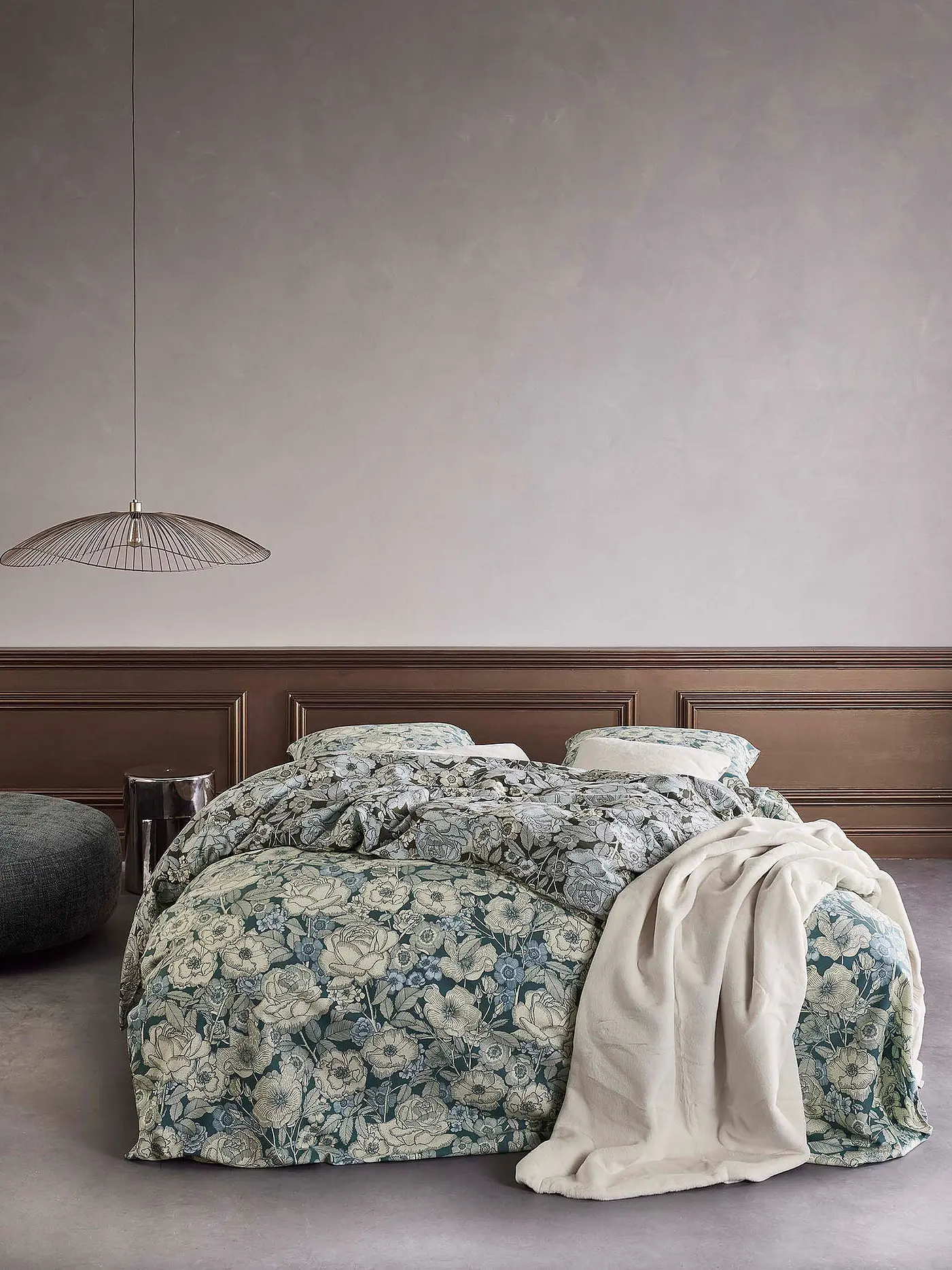 ESSENZA | Twill Bettwäsche CAMILLE 70x90cm / 140x200cm Plum Wine | hellblau